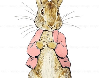 Digital Collage Sheet Peter Rabbit Pink Jacket Beatrix