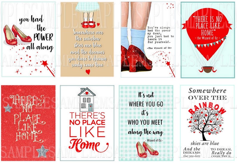 Inspirational and Motivational Printable Sticker Sheet Print at Home Wizard of Oz Quotes paper good journal cards Ruby Slippers Dorothy image 2