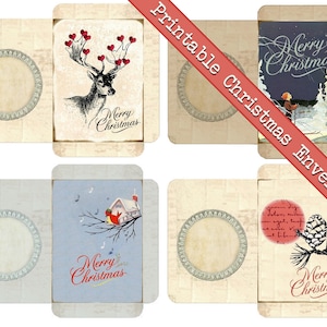 4 enveloppes pour cadeaux de noël à imprimer, carte de Noël, étiquette pour cadeau de Noël