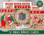 Printable Christmas Bingo Cards, Junk Journal Ephemera Pack, Scrapbooking Digital Paper, Journal Supplies, Vintage Tags, Old Time Christmas