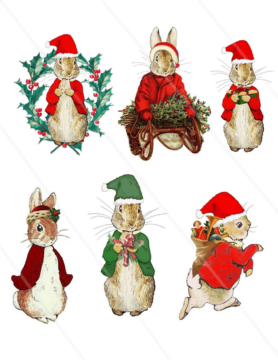 Christmas Peter Rabbit Cliparts, Santa Peter Rabbit, Decoupage, Nursery ...