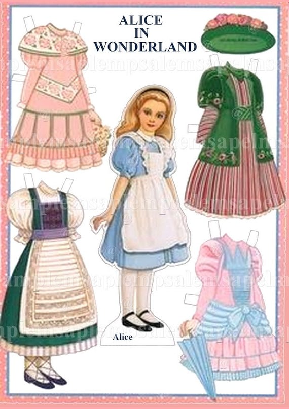 alice in wonderland paper dolls