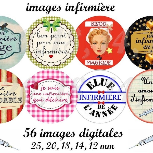 Images digitales cabochon infirmière, image pour bijoux, cabochon, images infirmières, images à imprimer ALLEGRADIGITAL