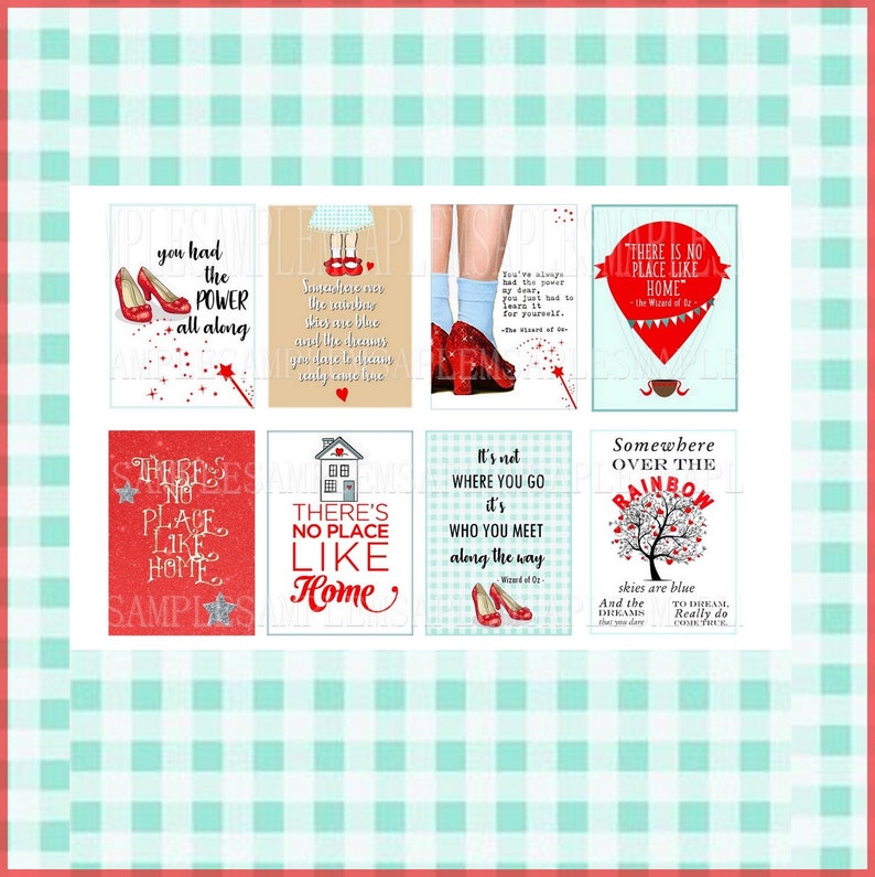 Inspirational and Motivational Printable Sticker Sheet Print at Home Wizard of Oz Quotes paper good journal cards Ruby Slippers Dorothy image 1