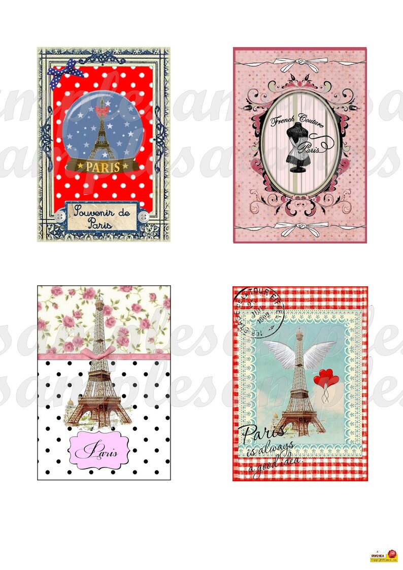 Digital Collage Sheet Paris Printable Images Instant Download Large ...