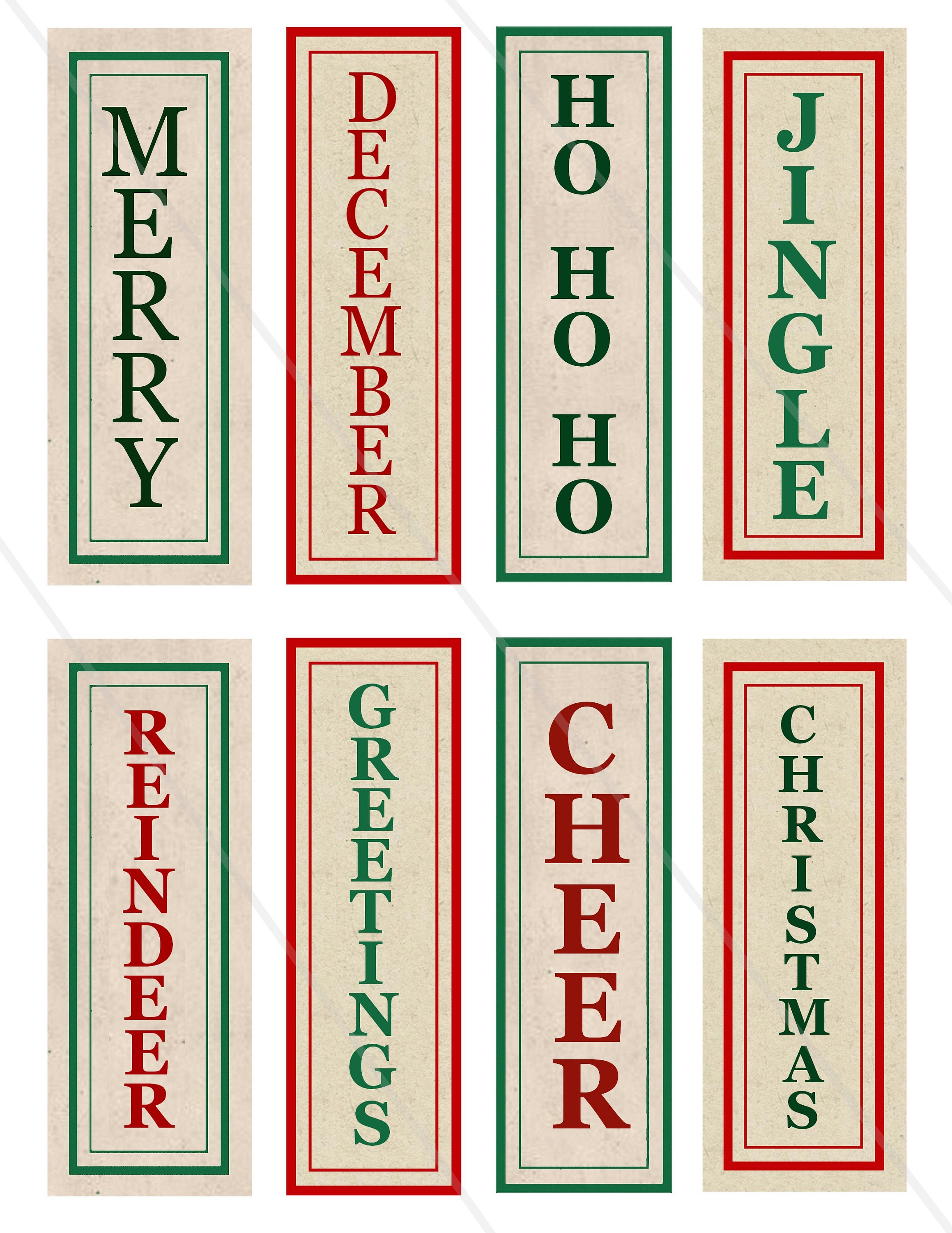 Printable Vertical Labeks Vertical Christmas Labels, Printable Christmas Words, Printable ...