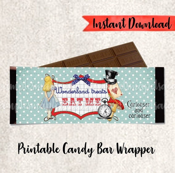 Alice in Wonderland Candy Bar Wrapper Printable Hershey bar | Etsy