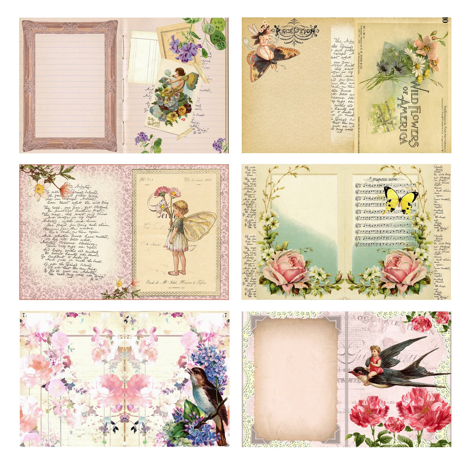 Spring Garden Printable Journal Kit | Shabby Chic 5x7 Journal Pages for ...