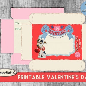 Retro Valentines Day Printable Box Template, DIY vintage box template ...