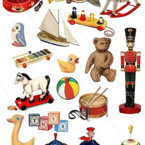 Retro Toys Clip Art Digital Collage Sheet Scrapbooking Images for Card Making Decoupage Pap Ephemera PNG Vintage Toys Stickers Etsy