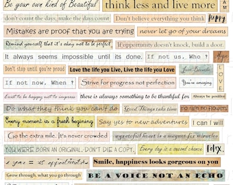 Digital collage sheet, Digital Phrase quotes inspirational motivation Collage Sheet Instant Download, Quote collage sheet, motivation quotes