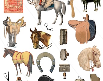 Vintage Horse riding Clip art and Ephemera Horse riding Digital Download, Junk Journal and scrapbooking allegradigital