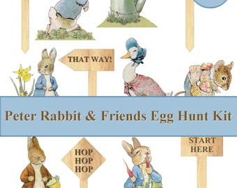 Peter Rabbit & Friends Egg Hunt Kit printable Peter rabbit Easter Party instant download Peter Rabbit Party Digital collage sheet