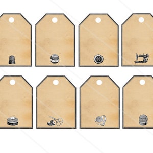 Vintage Sewing Tags Printable Gift Tags Instant Download Digital ...