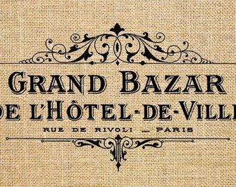 Burlap Digital Download Paris French Romantic adress Antique Writing Collage Sheet Fabric Transfer Pillows Totes Tea Towels