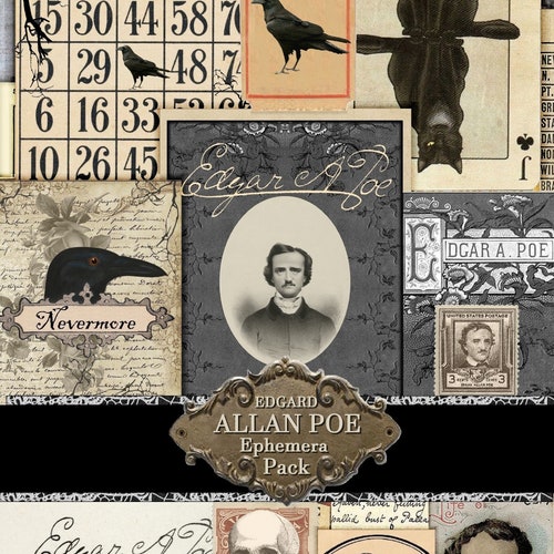 Edgar Allan Poe Junk Journal Ephemera Ephemera Pack Post Etsy