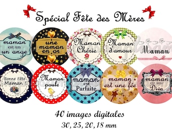 Images digitales cabochon maman fête des mères, image pour bijoux, cabochon, images maman, images à imprimer ALLEGRADIGITAL