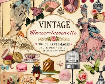 Versailles Marie Antoinette Clipart | Digital Collage Sheet PNG | Scrapbooking, Decoupage, Papercraft, Ephemera, Instant Download