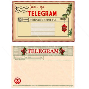 Santa Grams Retro Digital Christmas Telegrams, Santa Grams, Printable Christmas ...