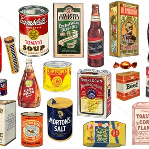 Images digitales vintage rétro épicerie cuisine livre de cuisine clipart pour scrapbooking carte journaling junk journal JPG and PNG