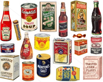 Grocery clip art Vintage cooking book clipart digital collage sheet cooking junk journal recipe journal Digital Download Retro Food Clipart