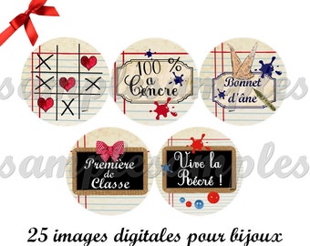 images digitales cabochon école rétro maîtresse institutrice  collage digital pour bijoux, images cabochon,  enfant écolier image à imprimer