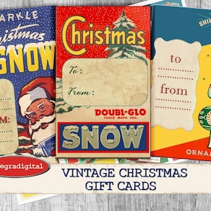 Retro Christmas tree Tags printable gift tags hang tags journaling journal Vintage christmas tree Ornament tags digital collage sheet