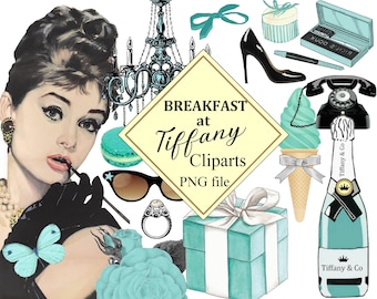 Breakfast at Tiffanys Clipart Audrey Hepburn fashion Retro Clipart Scrapbooking Card Making Decoupage Ephemera PNG fashion cliparts