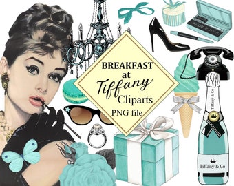 Audrey Hepburn Clipart PNG - Breakfast at Tiffany’s Fashion Illustration - Retro Vintage Ephemera for Scrapbooking, Cards, Decoupage,