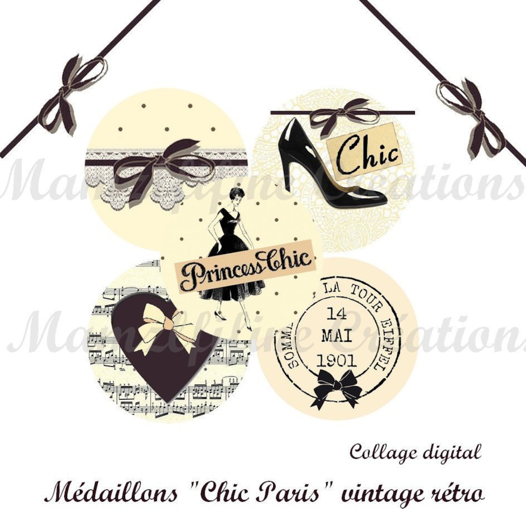 Digital Collage Sheet Circles Buttons Images 1 Inch Circles Paris ...