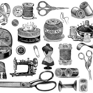 Images digitales vintage rétro couture clipart Images scrapbooking carte journaling junk journal PNG et JPG format