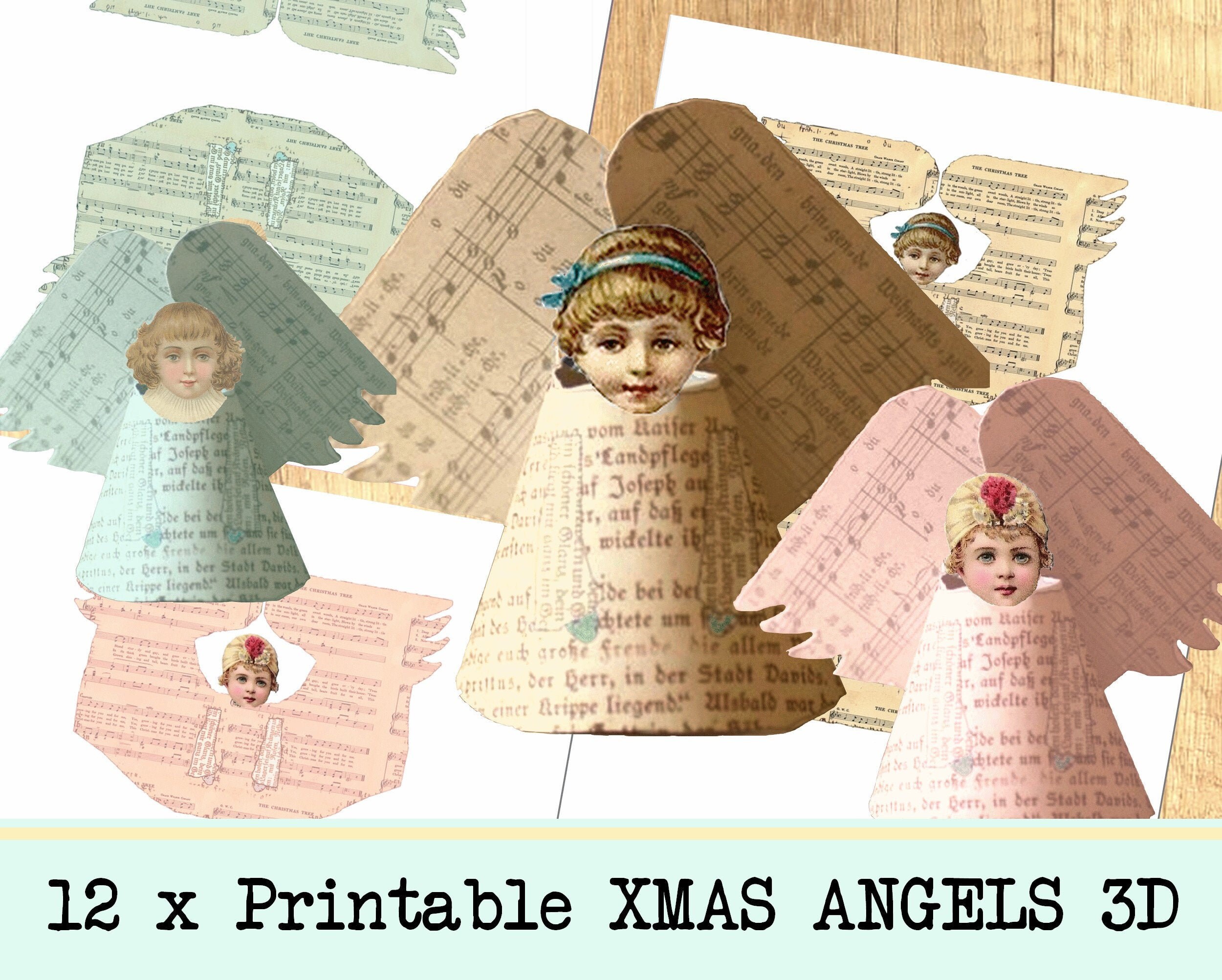 Vintage Christmas Angel Decoration DIY Printable Vintage - Etsy