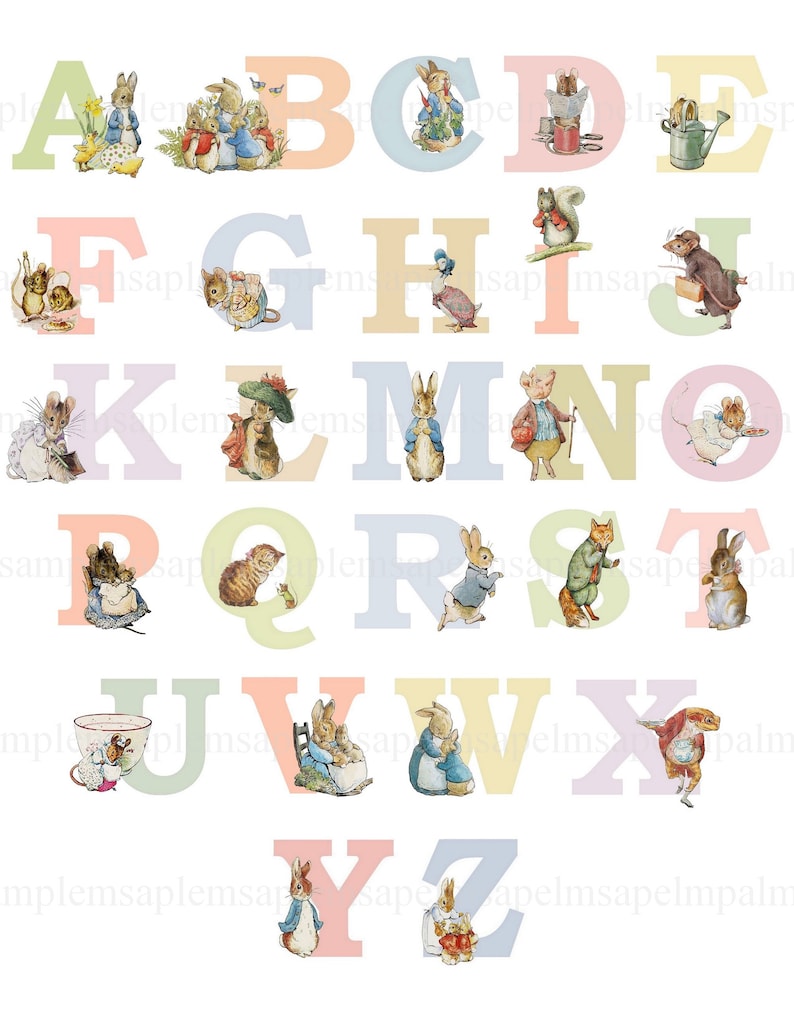 Beatrix Potter Alphabet Peter Rabbit Digital Collage Sheets Etsy UK