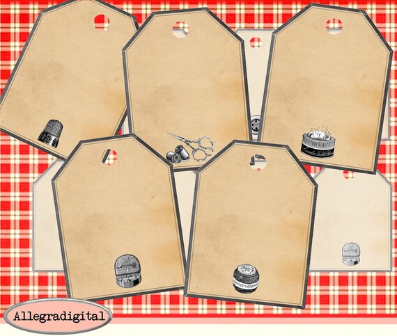 Vintage Sewing Tags Printable Gift Tags Instant Download - Etsy