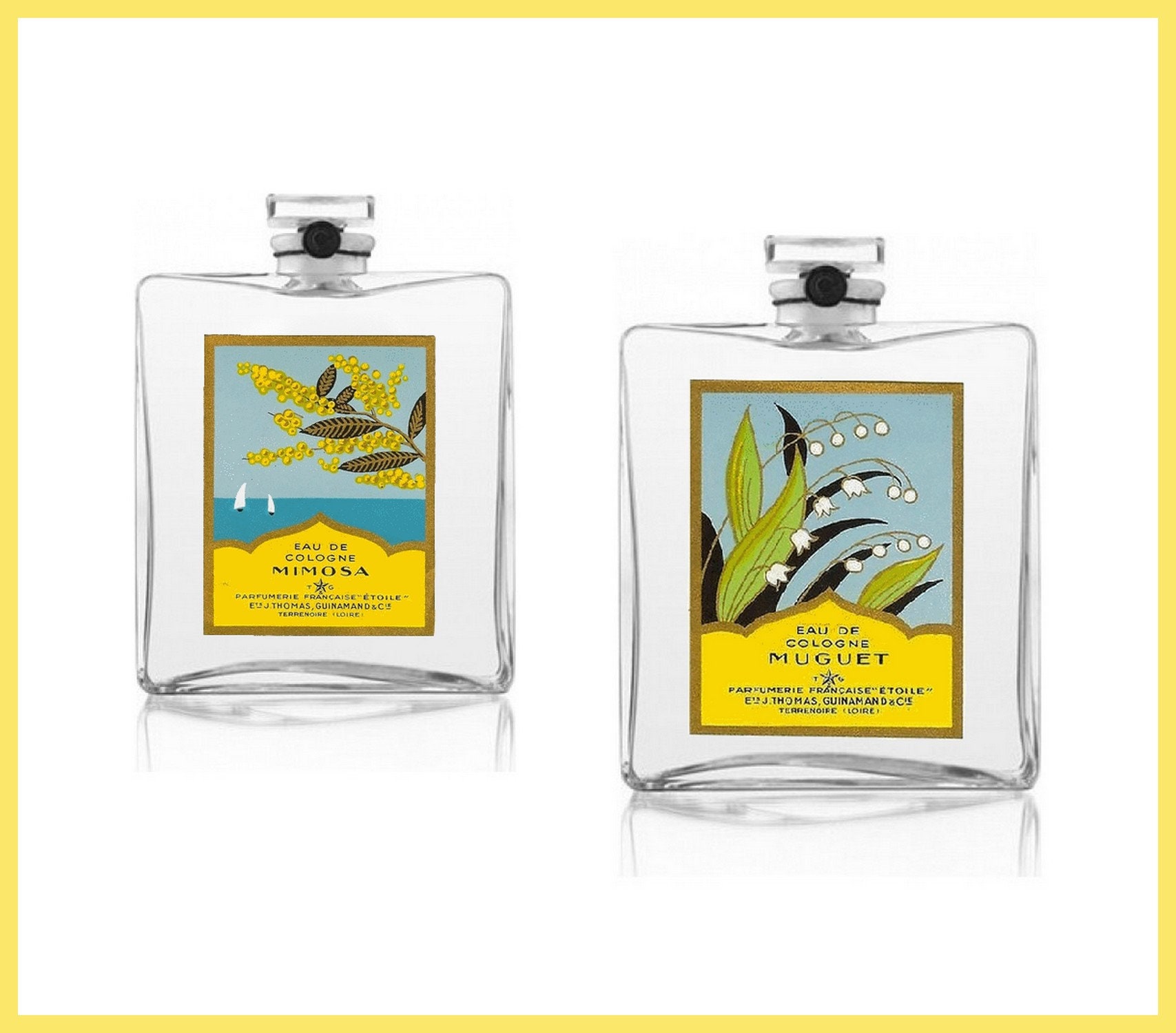 French Perfume Cologne Labels Yellow, Digital Sheet, 6 Labels, Vintage ...