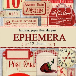 Red Ephemera Pack instant download, printable, digital collage diary junk journal, altered art, mixed media, scrap pack allegradigital