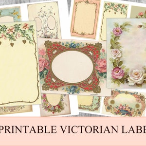 Victorian Blank Labels printable add text printable crafting digital graphics instant download digital collage sheet Labels for junk journal