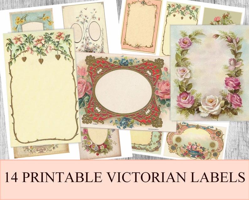 Victorian Blank Labels printable add text printable crafting Etsy