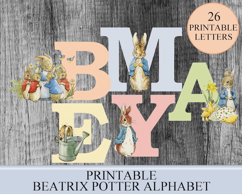 beatrix potter alphabet peter rabbit digital collage sheets etsy