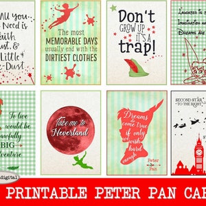 Images Digitales Peter Pan - Cartes à Imprimer Neverland - Scrapbooking, Junk Journal, Papeterie Créative, Téléchargement Instantané