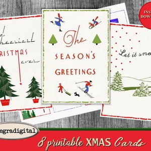 Printable christmas Tags minimalist, Retro Christmas Greeting Cards instant download, digital XMAS tags minimalist christmas print