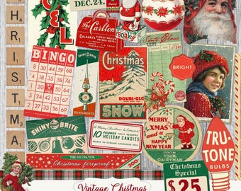 Vintage Christmas Ephemera Kit – Retro Printable Download