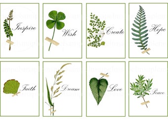 Inspirational and Motivational Printable Sticker Sheet - Print at Home Herbarium Botanical Quotes Words paper good journal cards