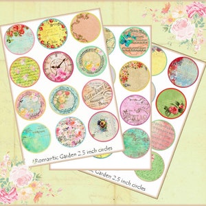 Puede incluir: Una hoja de pegatinas circulares de 6,35 cm de diámetro con diseños vintage. Los diseños incluyen patrones florales, relojes y texto en francés. El texto dice "Ville de Saint Da, Nouveauté, Paris".