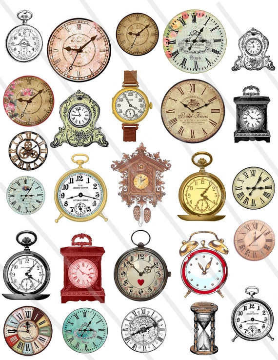 Digital Collage Sheet Vintage Clocks Old Clock JPEG PNG Instant Download  Clocks Clipart Digital Scrapbook Fussy Cut,cricut,scan N Cut 