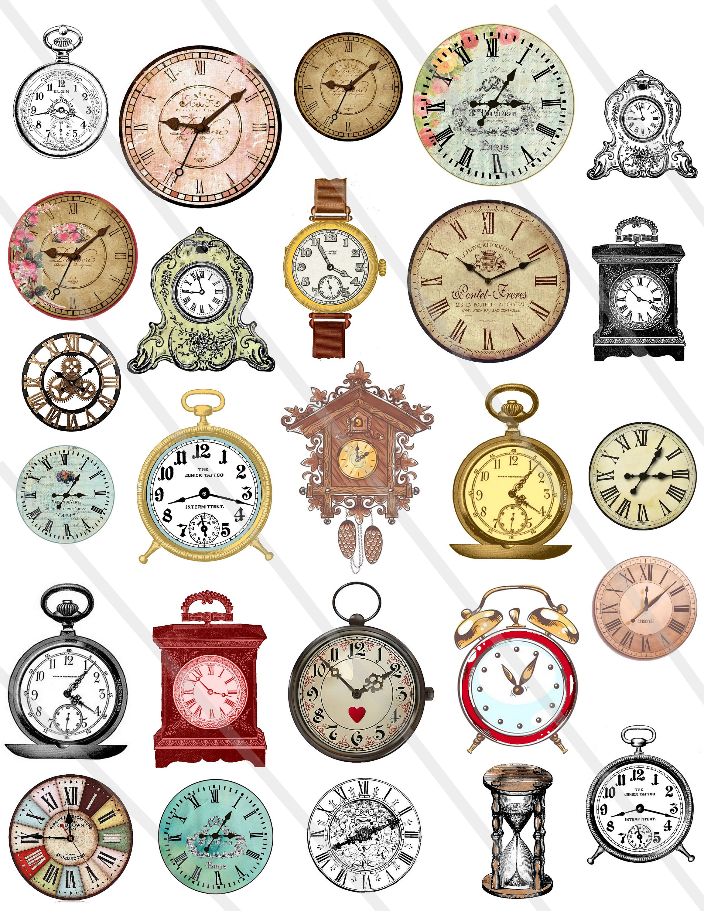 Uhr Clipart, Wanduhr Clip Art Büro Schule Vintage Antik Retro Schreibtisch  Klassenzimmer Niedlich Digital Grafik Design Klein Kommerzielle Nutzung -  .de