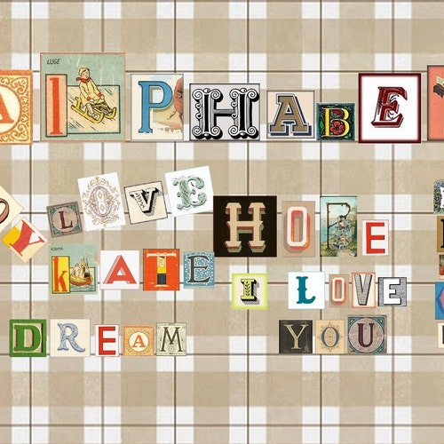 digital collage sheet retro alphabet letters printable etsy