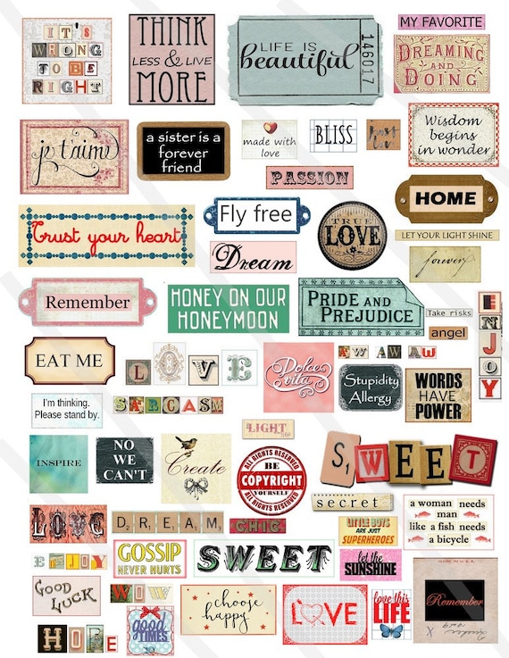 Digital Collage Sheet Words Sentences Phrases Quotes Inspirational  Motivation Instant Download, Words Collage Sheet, Motivation Words - Etsy