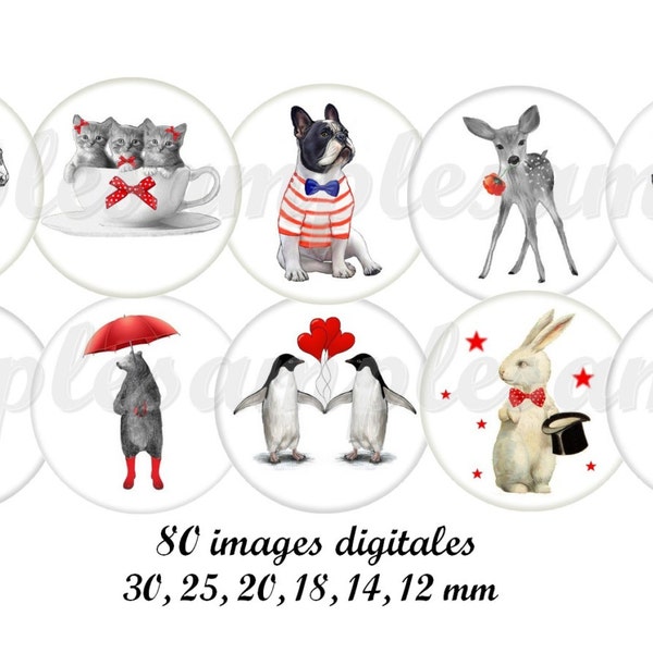 images digitales cabochon animaux images digitales bulldog, chien, chat, chaton, lapin, âne, biche, cerf, collage digital, cabochon