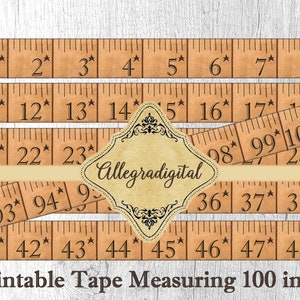 Vintage Tape Measure measuring 100 inch old printable paper craft art hobby crafting scrapbooking instant download digital collage sheet